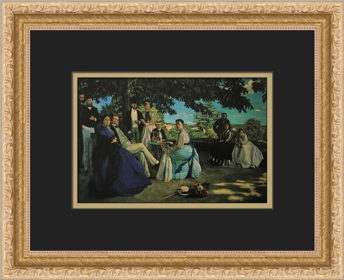 Frederic Bazille Family Reunion Custom Framed Print 14 x 11 in Art: Frederic Bazille Family Reunion Custom Framed Print 14 x 11 in Art This custom framed print titled 'Family Reunion' by artist Frederic Bazille features a captivating blend of Expressionism, Impression
