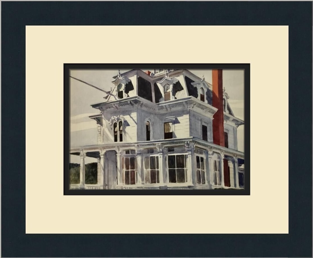 Edward Hopper Talbot's House Custom Framed Print 12 x 14: Edward Hopper Talbot's House Custom Framed Print 12 x 14 This stunning custom framed print showcases Edward Hopper's iconic work, "Talbot's House." The piece is beautifully matted and framed, measurin