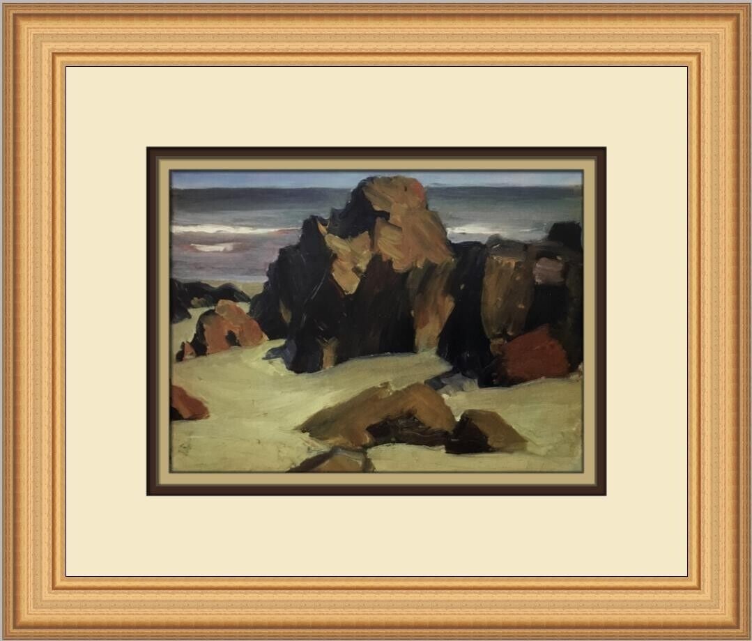 Edward Hopper Rocks and Sand Framed Print 12" x 14" Landscape Art: Edward Hopper Rocks and Sand Framed Print 12" x 14" Landscape Art This stunning custom framed print titled 'Rocks and Sand' by renowned artist Edward Hopper showcases the beauty of realism. Created in