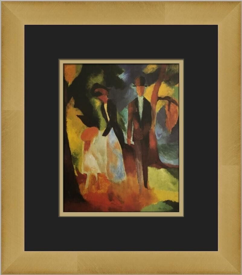 August Macke People by a Blue Lake Custom Framed Lithograph 14 x 12: August Macke People by a Blue Lake Custom Framed Lithograph 14 x 12 This exquisite custom framed print features the charming artwork "People by a Blue Lake" by renowned artist August Macke. Measuring