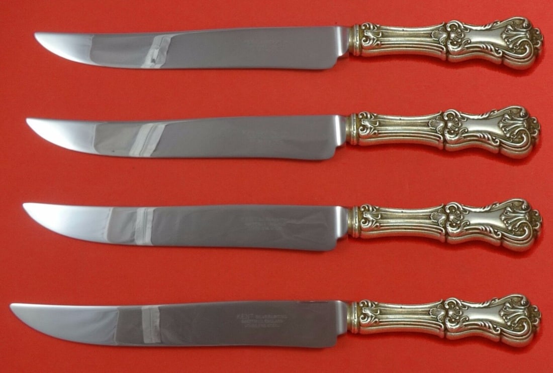 Frank Smith Federal Cotillion Sterling Silver Steak Knife Set 4-Piece Texas Sized 9.5": Frank Smith Federal Cotillion Sterling Silver Steak Knife Set 4-Piece Texas Sized 9.5" Enhance your dining experience with the Federal Cotillion Sterling Steak Knife Set by Frank Smith. This exquisite