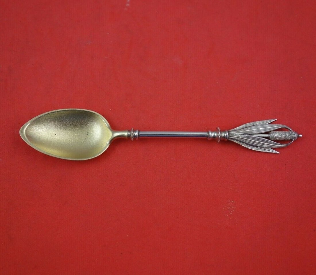 George Sharp Cat Tails Sterling Silver Coffee Spoon 5 Gold Washed Bowl: George Sharp Cat Tails Sterling Silver Coffee Spoon 5 Gold Washed Bowl Featuring the elegant Cat Tails pattern by renowned maker George Sharp, this sterling silver coffee spoon is a timeless addition
