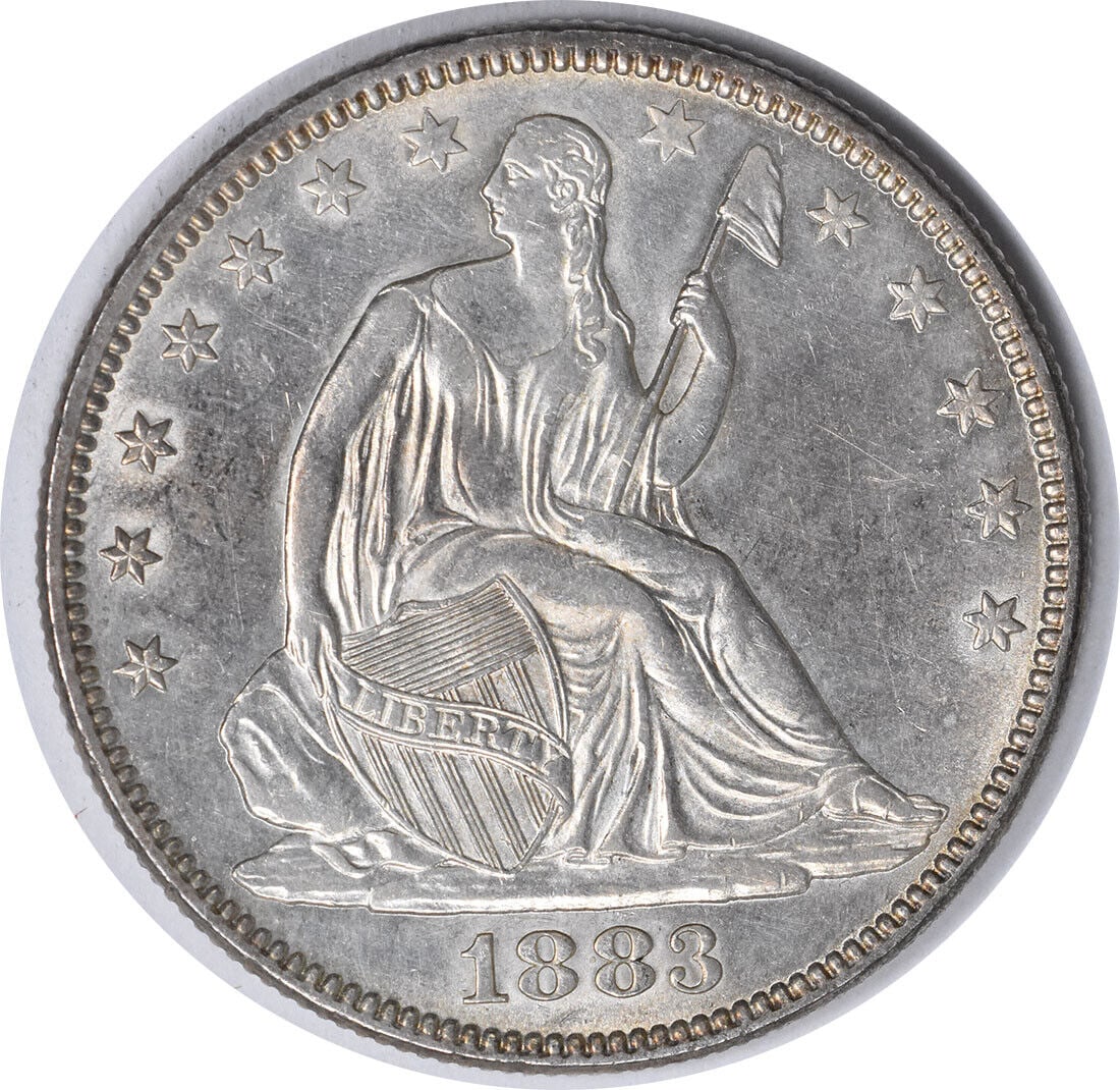 1883 Liberty Seated Half Dollar AU 90% Silver Coin Philadelphia Mint: 1883 Liberty Seated Half Dollar AU 90% Silver Coin Philadelphia Mint This 1883 Liberty Seated Half Dollar features a stunning design by Thomas Sully and Christian Gobrecht, making it a noteworthy addi