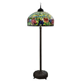 Antique Tiffany Style Floor Lamp 80 Tall Poppy Design 26 Shade (1 of 12)