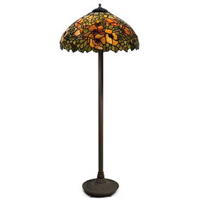 Unique Art & Glass Metal Poppy Antique Floor Lamp 68in Tall Multi-Color Shade (1 of 5)