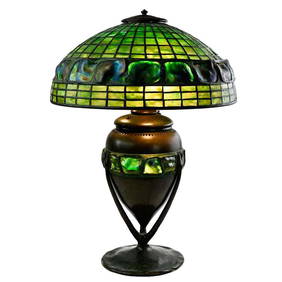 Antique Tiffany Studios Turtleback Table Lamp 22in 1910-1920 Stained Glass (1 of 9)