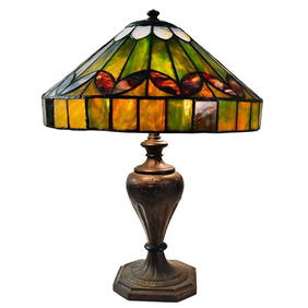 Antique Pairpoint Leaded Glass Table Lamp 21in Art Deco 1900-1920 (1 of 12)