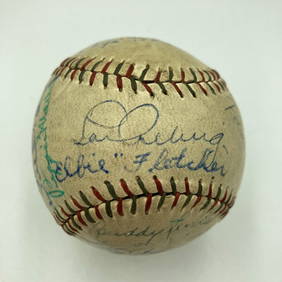 1934 New York Yankees Team Signed Baseball Babe Ruth Lou Gehrig PSA DNA COA (1 of 13)
