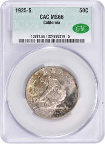 1925-S California Commemorative Half Dollar MS66 CACG by Jo Mora (1 of 4)