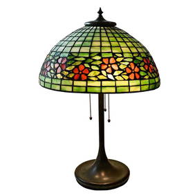 Antique 23.5in Unique Art Glass Periwinkle Floral Table Lamp (1 of 10)