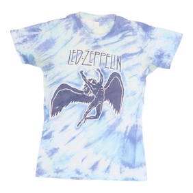 Vintage 1990s Led Zeppelin Blue Tie Dye Shirt 100% Cotton (1 of 10)