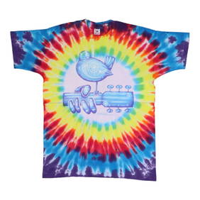 Vintage 1994 Woodstock Tie Dye Shirt 100% Cotton Blue Graphics (1 of 6)