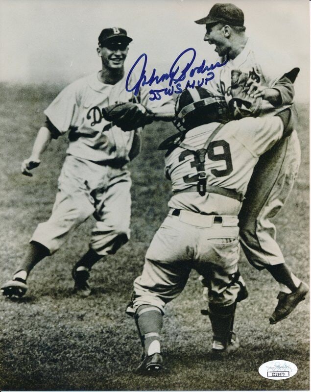 Johnny Podres Signed 8x10 B/W Photo Brooklyn Dodgers JSA Authenticated: Johnny Podres Signed 8x10 B/W Photo Brooklyn Dodgers JSA Authenticated Offered is a Johnny Podres Brooklyn Dodgers Signed/Inscribed "55 WS MVP" 8x10 B/W Photo. This photo is authenticated by JSA and i