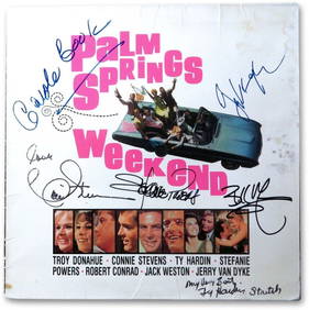 Palm Springs Weekend Signed Laserdisc Cover by Cast JSA Authenticated (1 of 4)