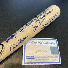 1998 NY Yankees Team Signed Bat Derek Jeter Mariano Rivera Limited Edition 5/199 (1 of 12)