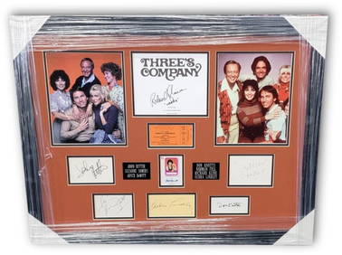 Three's Company Signed Collage John Ritter Joyce DeWitt Suzanne Somers Beckett Authenticated (1 of 5)