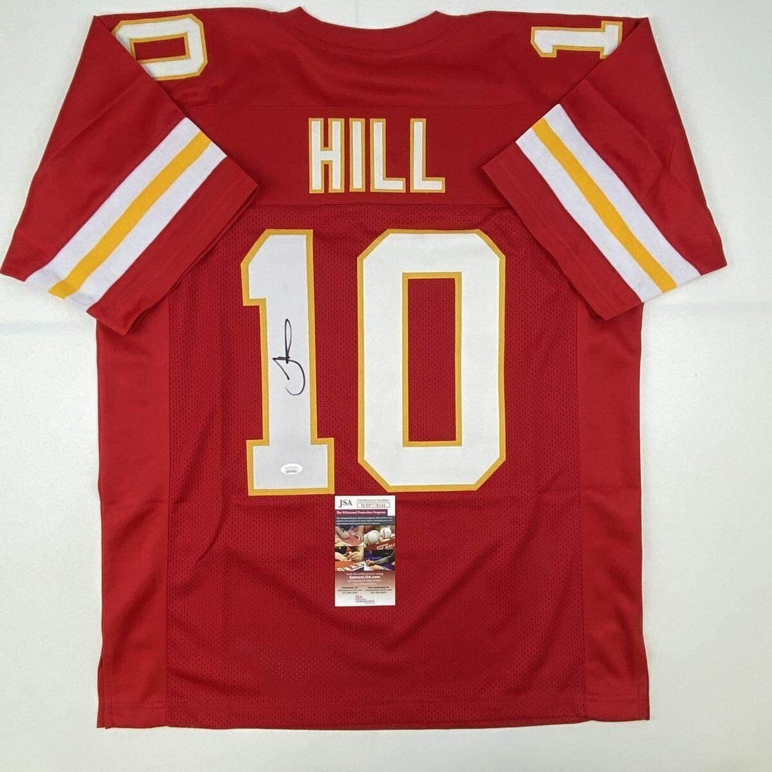Authentic Autographed Tyreek Hill Kansas City Chiefs Jersey JSA COA: Authentic Autographed Tyreek Hill Kansas City Chiefs Jersey JSA COA Celebrate your passion for the NFL with this authentic, autographed Tyreek Hill Kansas City Chiefs red football jersey. The jersey f
