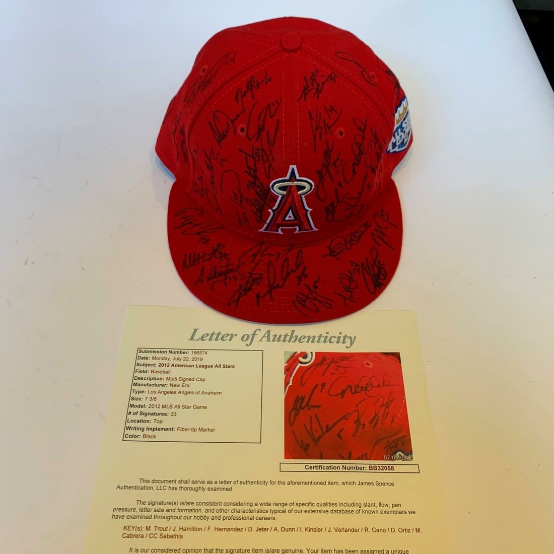 2012 All Star Game Team Signed Hat JSA COA Mike Trout Jeter Verlander 33 Signatures: 2012 All Star Game Team Signed Hat JSA COA Mike Trout Jeter Verlander 33 Signatures Own a remarkable piece of baseball history with this extraordinary 2012 All Star Game Team Signed game-used hat, ori