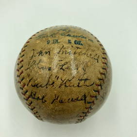 1922 New York Yankees Team Signed Baseball Babe Ruth 26 Autographs JSA COA (1 of 12)