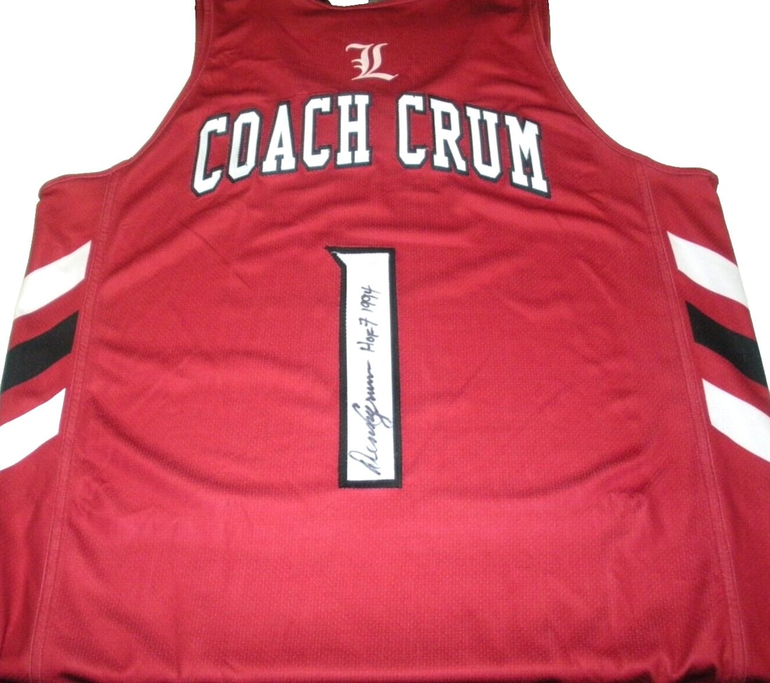 Denny Crum Signed Adidas Jersey Louisville HOF 94 with COA: Denny Crum Signed Adidas Jersey Louisville HOF 94 with COA This officially licensed Adidas jersey is a must-have for any basketball fan, featuring the signature of Denny Crum, a Hall of Fame coach fro
