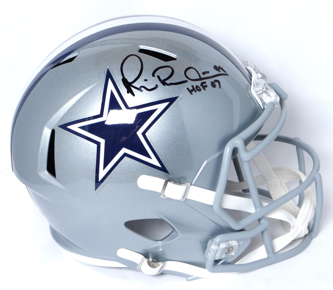 Michael Irvin Autographed Dallas Cowboys Full Size Speed Helmet Beckett Certified: Michael Irvin Autographed Dallas Cowboys Full Size Speed Helmet Beckett Certified This authentic Dallas Cowboys full-size speed helmet is autographed by legendary player Michael Irvin. The helmet is a