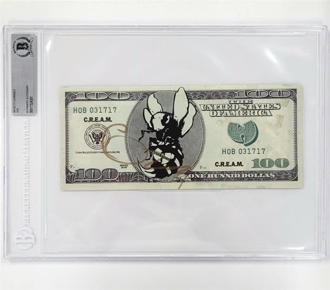 Gza Wu-Tang Signed Custom Dollar Currency Autographed Beckett Authentic: Gza Wu-Tang Signed Custom Dollar Currency Autographed Beckett Authentic This is a signed custom dollar currency by Gza (Gary Eldridge) from the iconic Wu-Tang Clan. The autograph has been authenticate