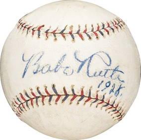 Babe Ruth 1928 Autographed Baseball JSA COA New York Yankees (1 of 5)