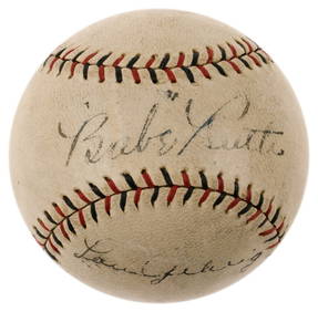 Babe Ruth Lou Gehrig Dual Signed 1927 National League Baseball JSA COA (1 of 7)