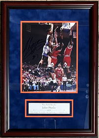 John Starks Signed Framed 8x10 Dunk Over Jordan Display Knicks 1993 Playoffs (1 of 3)