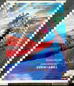Roger Moore Signed A View to a Kill Movie Poster PSA/DNA (1 of 2)