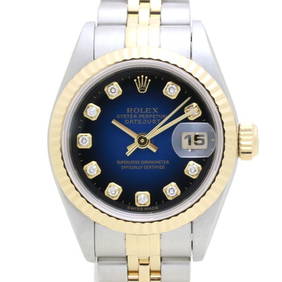 ROLEX Rolex Datejust 10P Diamond 69173G Blue Gradient K18YG Yellow Gold x Stainless Steel Ladies (1 of 9)
