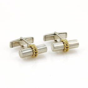 Tiffany & Co. Vintage Sterling Silver Cufflinks with 18k Yellow Gold Accent (1 of 4)