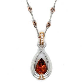 GIA Certified 18K White Gold Tourmaline Diamond Necklace 18" (1 of 4)