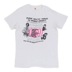 Vintage 1970s Punk Rock Threat To World Order Shirt 100% Cotton White (1 of 9)