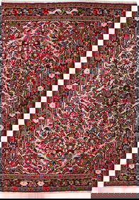 5'3" x 8'7" Red Semi Antique Persian Afhar Rug Handmade in Iran (1 of 6)