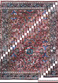 7.5 x 10.9 Red Semi-Antique Persian Heriz Area Rug Handwoven Wool (1 of 7)