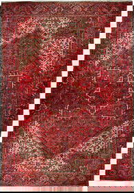 10'2" x 12'9" Semi-Antique Handmade Persian Heriz Rug Red Wool (1 of 6)