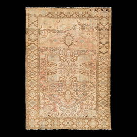 1930s Antique Persian Malayer Hand-Knotted Peach Wool Rug 8'1 x 11'5 (1 of 9)