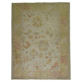 One of a Kind Vintage Inspired Turkish Angora Oushak Rug (1 of 7)