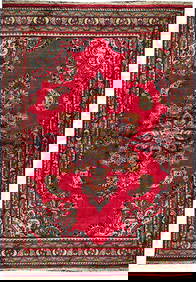5'3 x 6'9 Red Persian Sarouk Rug Handmade Wool Elegant Design (1 of 11)