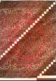 9.8 x 12.10 Semi-Antique Persian Heriz Rug Red Ivory Handmade (1 of 6)