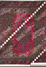 10 x 13.6 Red Semi-Antique Persian Sarouk Rug Handmade Wool (1 of 6)