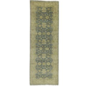 Rare 4'1 x 11'8 Handmade Gray Oushak Floral Runner Rug Wool (1 of 19)