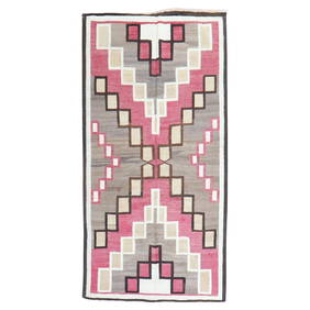 Antique Navajo Tribal Rug Hand-Woven Wool 1920s 41 x 74 in (1 of 10)