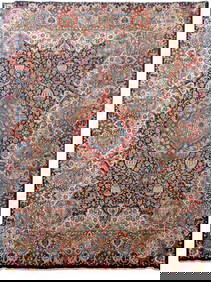 13.4 x 9.10 Navy Blue Handmade Persian Kashmar Rug (1 of 6)