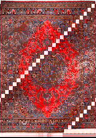 9'10" x 12'7" Handmade Semi Antique Persian Mashad Rug Red Wool (1 of 6)