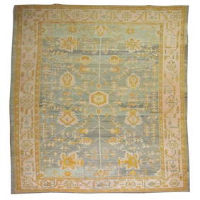 19th Century Antique Turkish Oushak Hand-Woven Wool Rug (1 of 10)