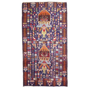 Handcrafted 3.7 x 6.4 Eggplant Purple Baluch Afghan Wool Rug (1 of 5)