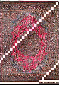 9.7 x 12.10 Salmon Red Persian Sarouk Rug Hand-Knotted Semi-Antique (1 of 6)