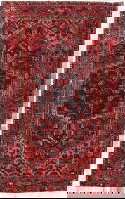 Handcrafted 4'3 x 6'11 Red Persian Hamadan Rug (1 of 6)